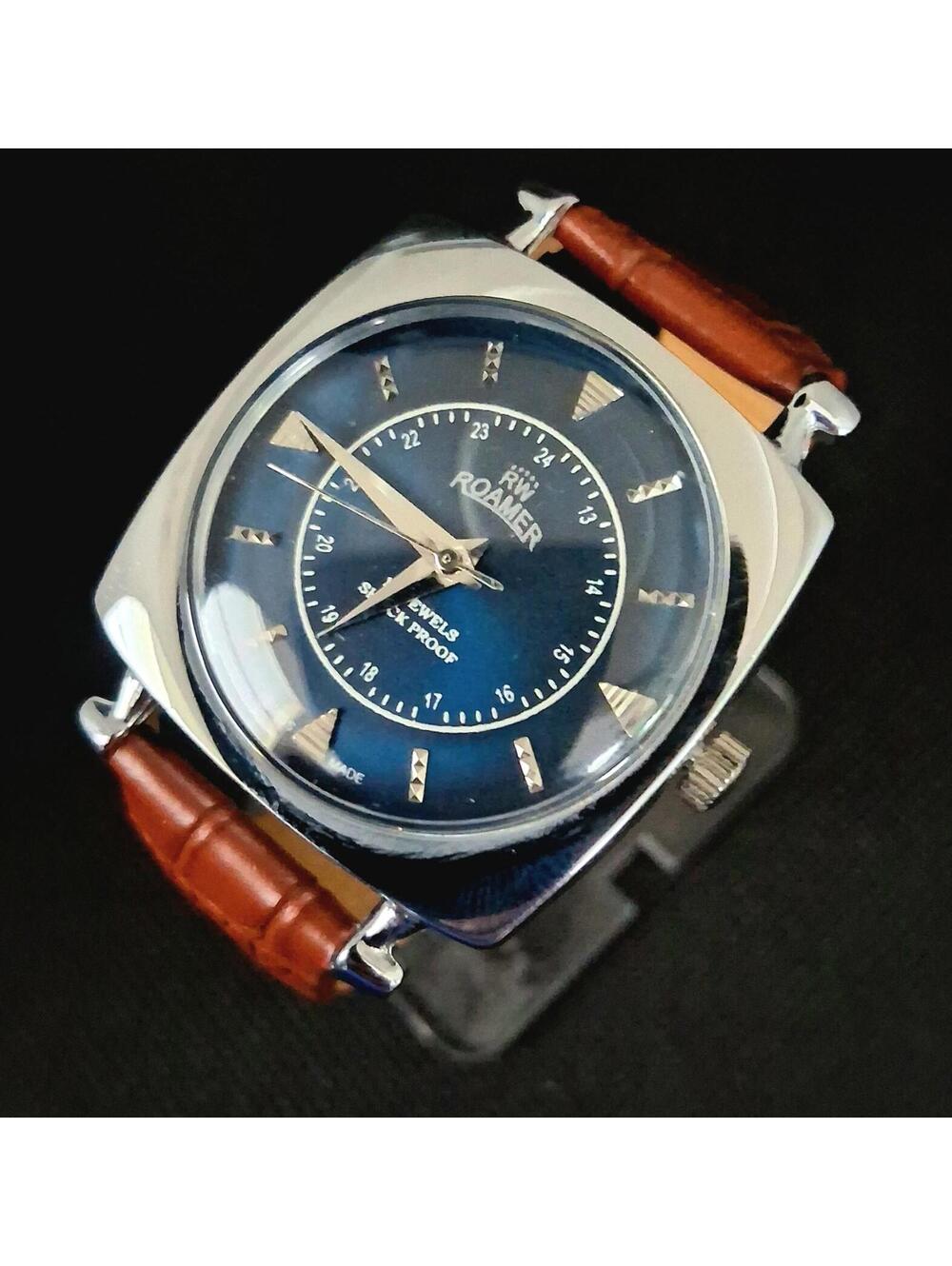 Vintage Roamer‎ Men's Leather Mechanical Watch RARE